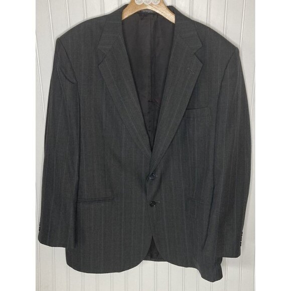 Vintage Town Craft Mens 44R Wool Blend Plaid 2-Button Gray Blazer Suit Jacket - Picture 1 of 16